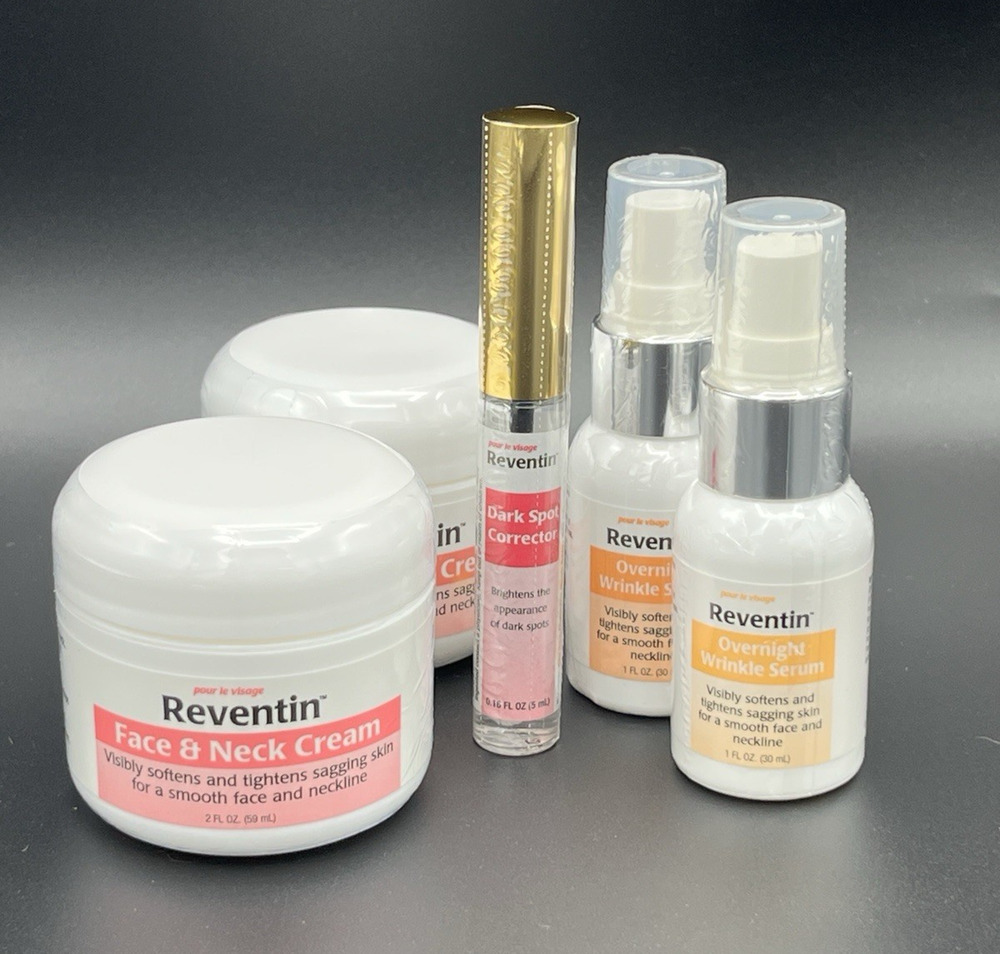 NEW REVENTIN 5 PIECE LOT Face Neck CREAM + WRINKLE SERUM + DARK SPOT CORRECTOR